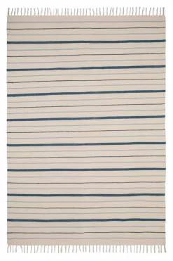 Baumwollteppich - Boda (weiß/blau)