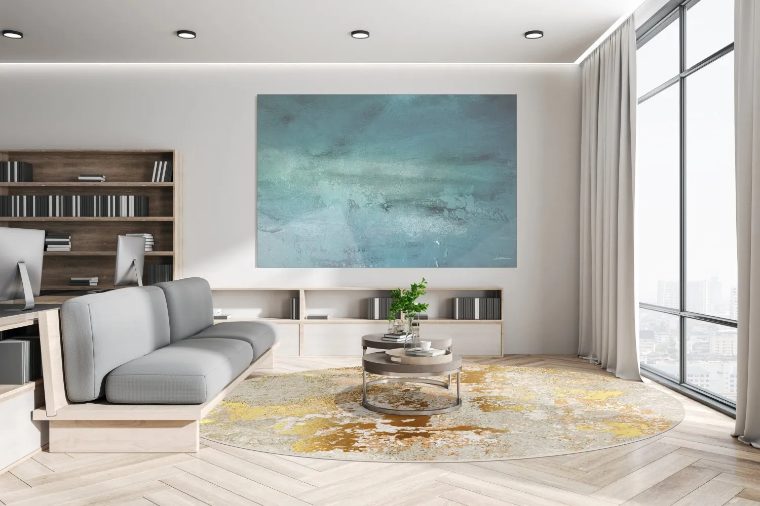 Rund Teppich - Elena (beige/gold) – Bild 2