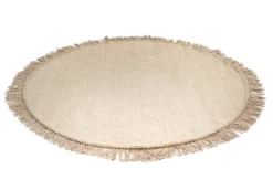 Runde Teppiche - Pike (beige) -Teppichgeschäft ullmatta pike beige round fringes.sandbeige wool carpet ullmatta wollteppich 02r.jpg