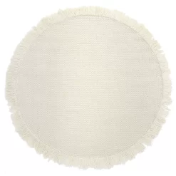 Runde Teppiche - Pike (cream) -Teppichgeschäft ullmatta pike cream round fringes.cream wool carpet ullmatta wollteppich 01r.jpg